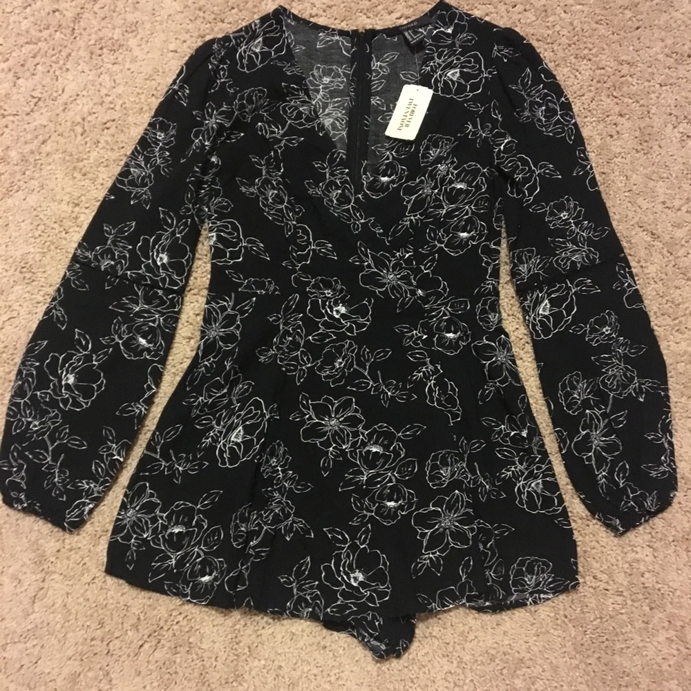 Black floral romper